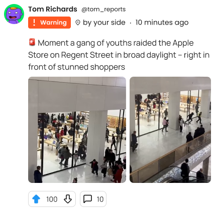 🚨 Moment a gang of youths raided the Apple Store on Regent Street in broad daylight – right in front of stunned shoppers